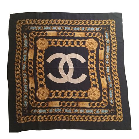 vintage chanel scarf fake|Chanel scarf blue and white.